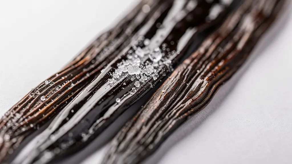 Vue macro de trois gousses de vanille de différents terroirs montrant leurs textures distinctes