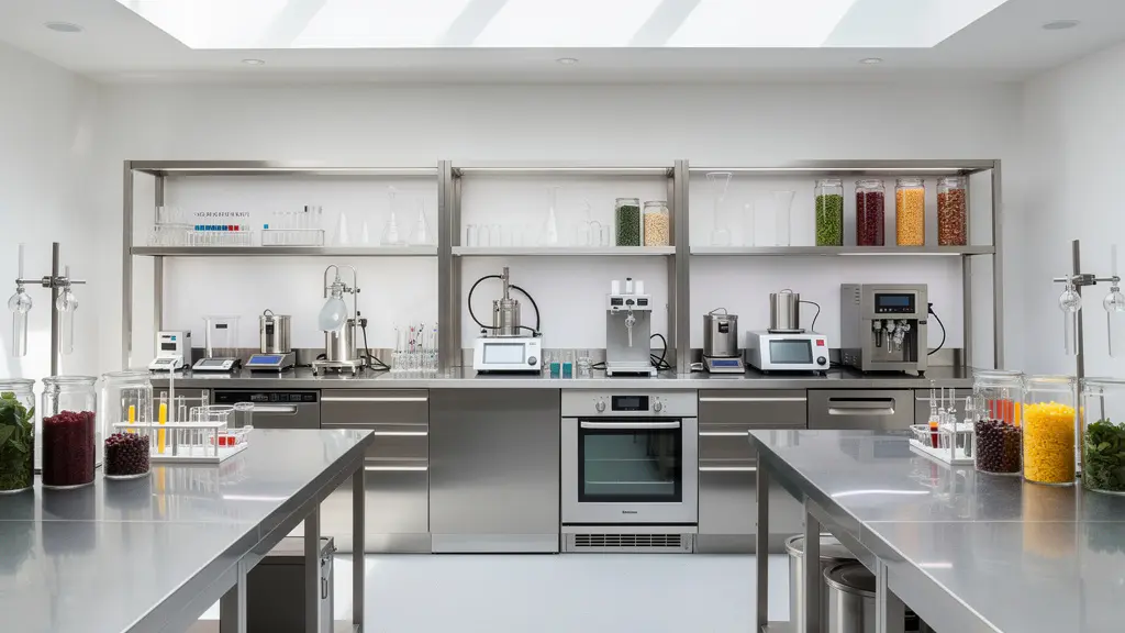 Espace de laboratoire culinaire moderne avec équipements de test