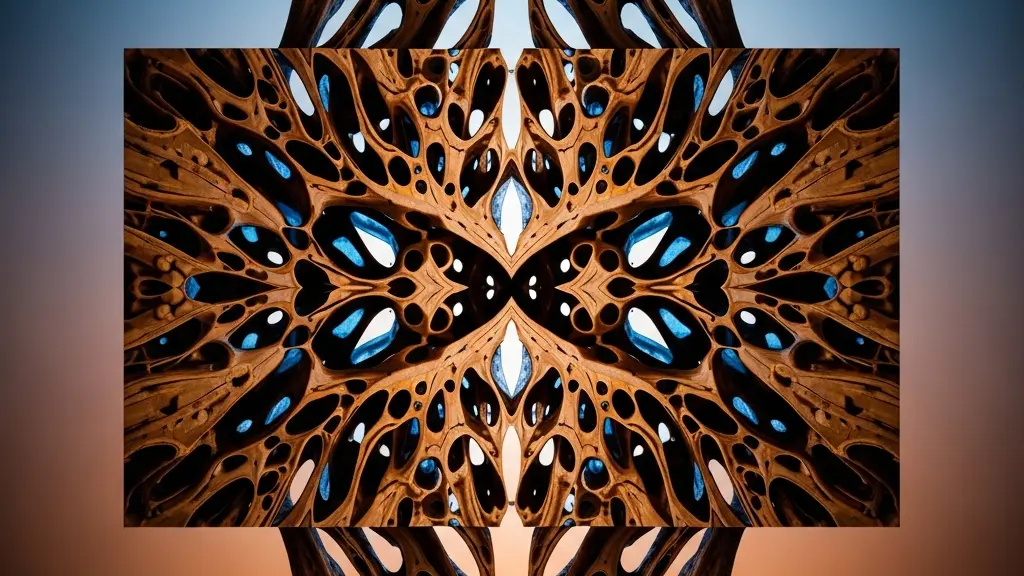 Vue microscopique abstraite de la porosité du bois de chêne permettant les échanges gazeux