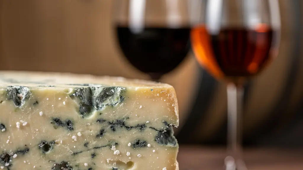 Comparaison visuelle entre Porto Vintage et Tawny avec Stilton affiné